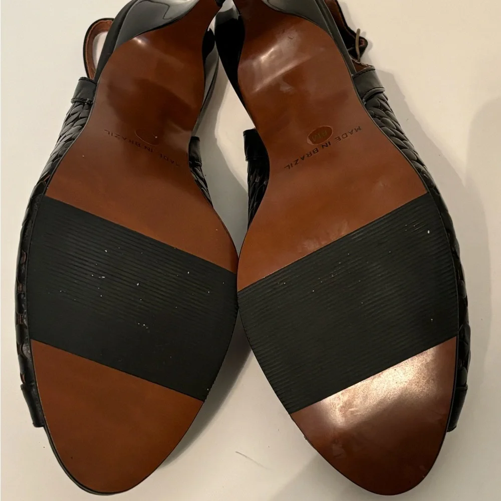 MADELINE Black Leather Sling Back Pumps Size 8M *NWOT*
